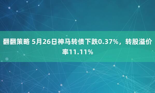 翻翻策略 5月26日神马转债下跌0.37%，转股溢价率11.11%