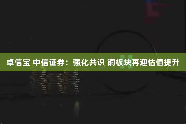 卓信宝 中信证券：强化共识 铜板块再迎估值提升